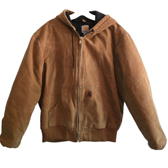 Carhartt Duck Canvas J130 211 Hooded and Lined Jacket Brown Tan Men’s Medium - Picture 1 of 8